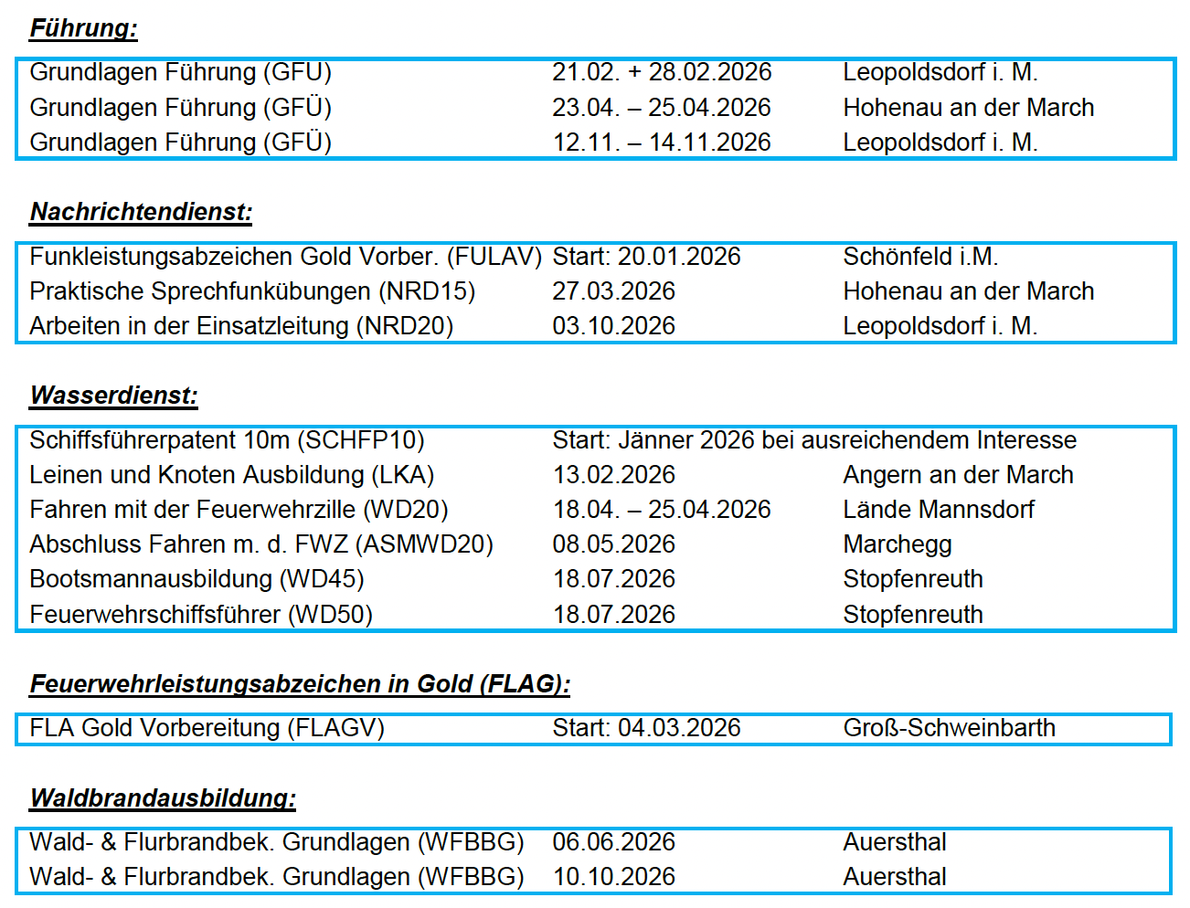 Kurse BFK 2026 teil 2